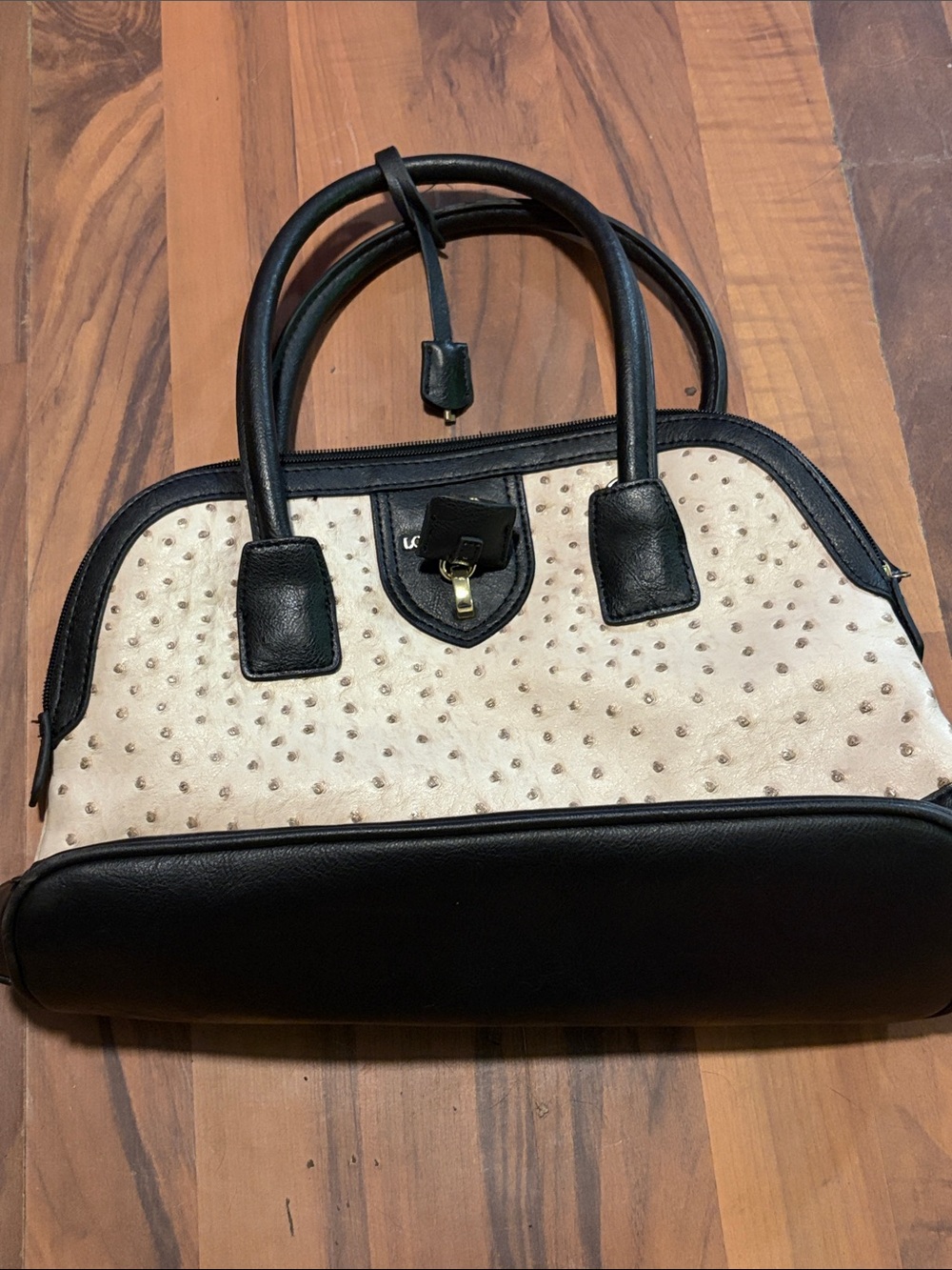 London Fog Black and Cream Dome Satchel